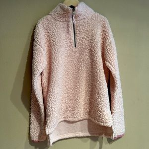 SO fluffy light pink sherpa sweater jacket coat junior’s small S
